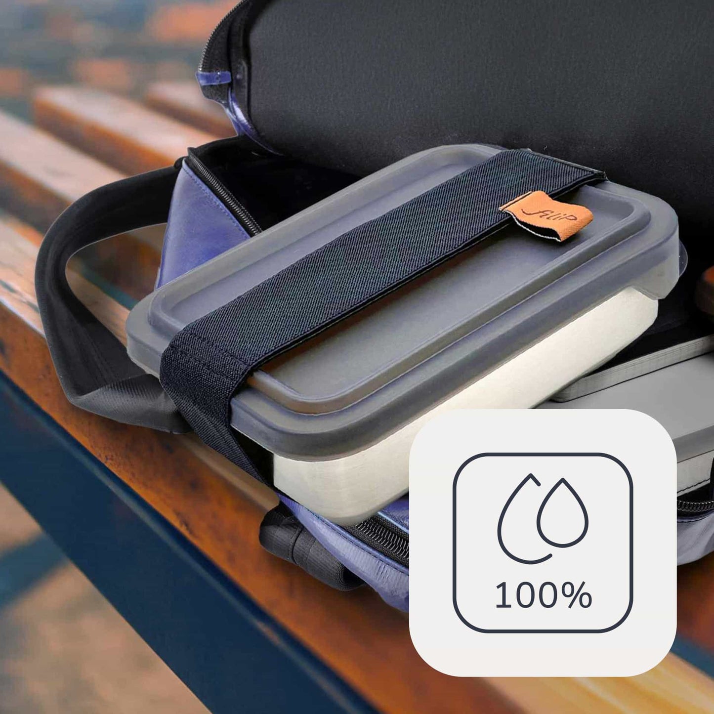 Lunchbox filip® Nr. 01 mit Bambusteller, Bestecktasche und Spork