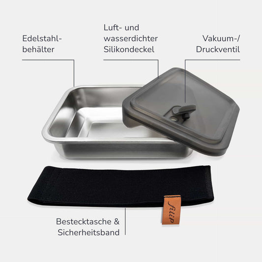 Lunchbox filip® Nr. 2 mit Bambusteller und Bestecktasche